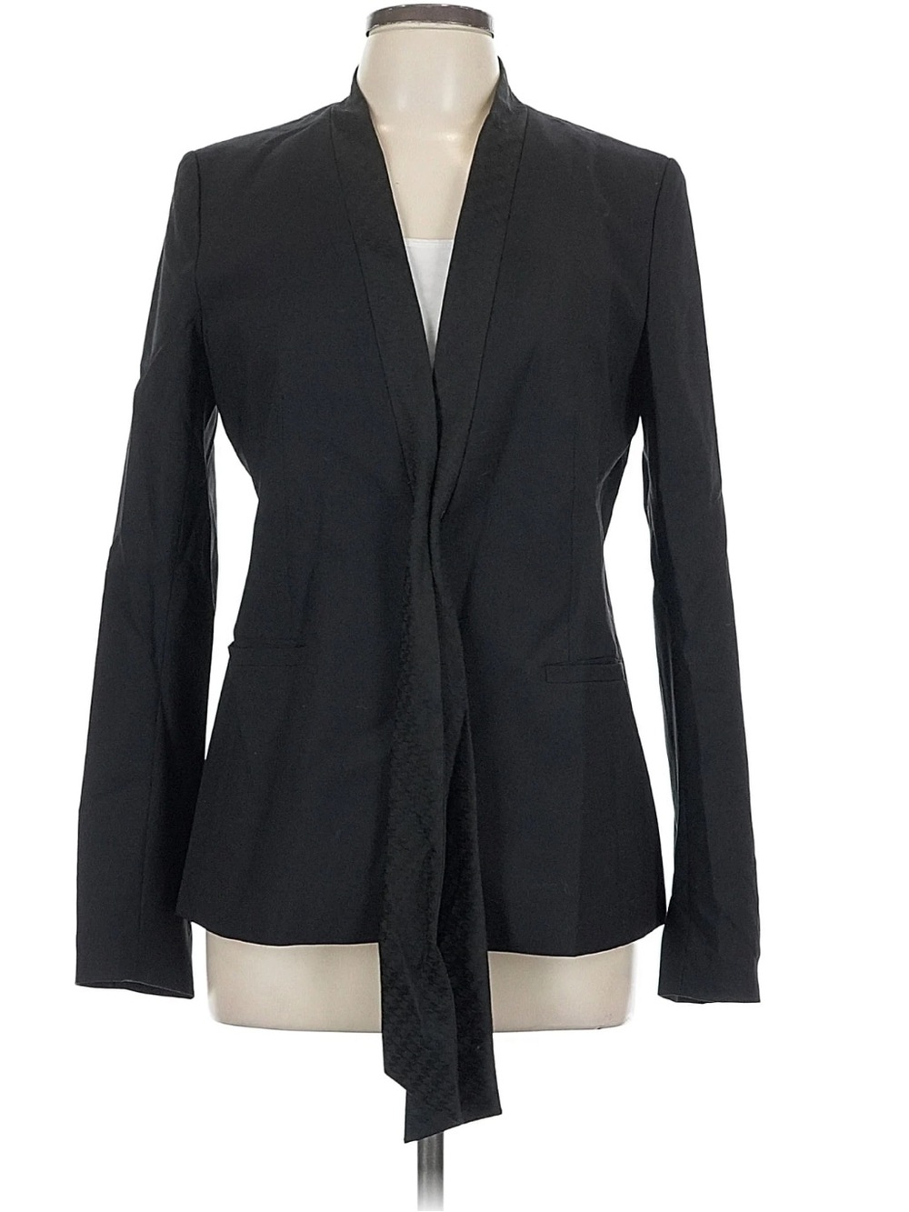 Banana Republic Black Wool Draped Open-Front Blazer 10